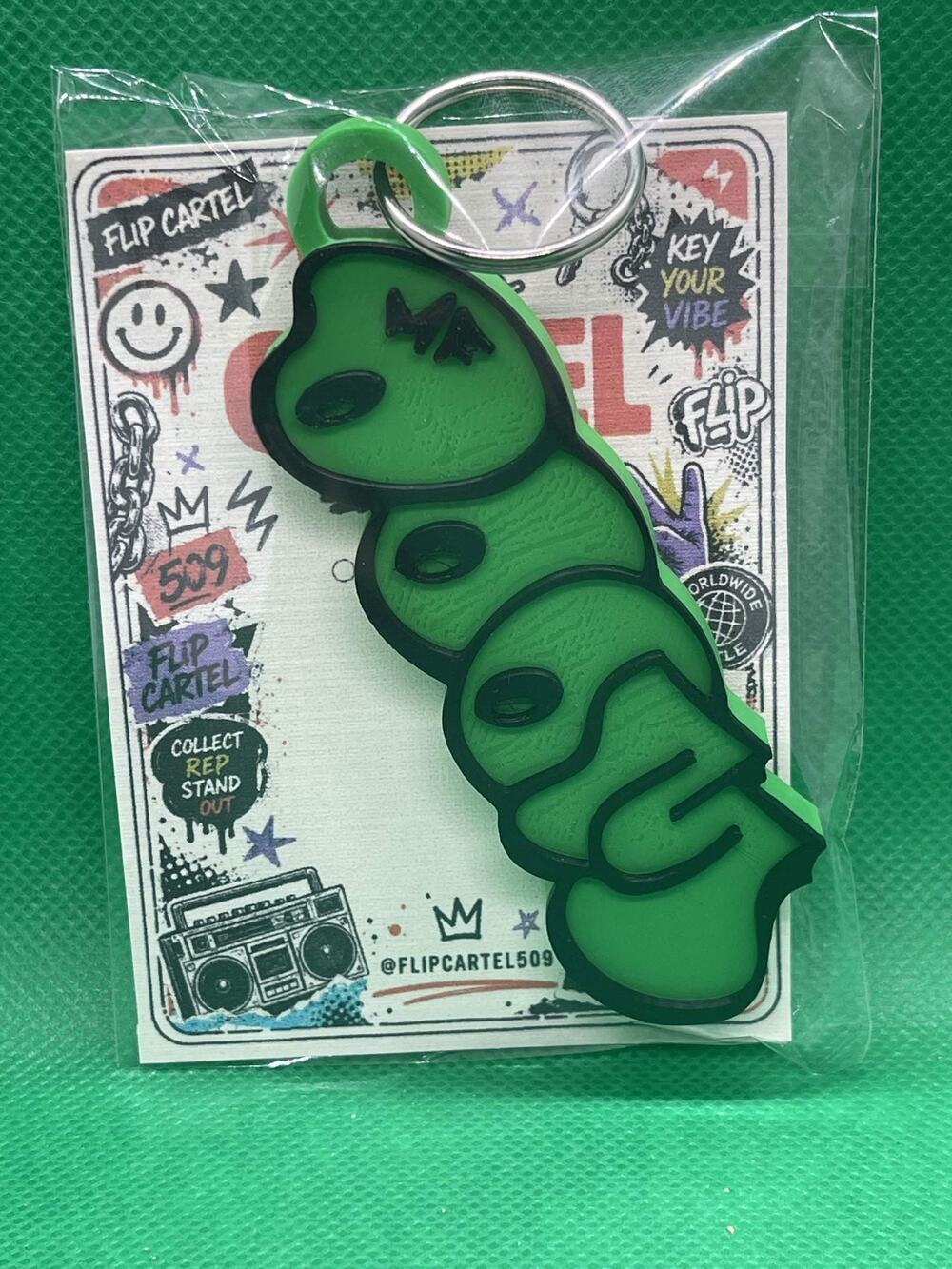 MF Doom Green - Black Keychain